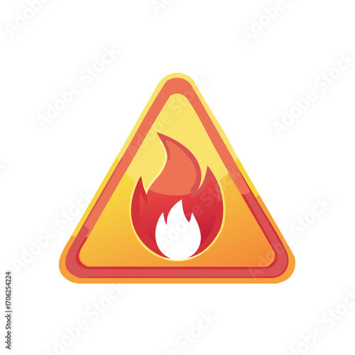 Warning Sign with Fire Flame Graphic Symbol Danger Hazard Icon Flammable Illustration