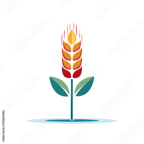 Stylized colorful wheat stalk logo illustration representing agriculture harvest and growth