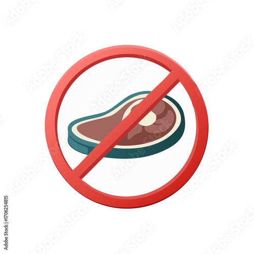 No Meat Icon Symbol for Vegetarian Vegan Diet or Health Restrictions