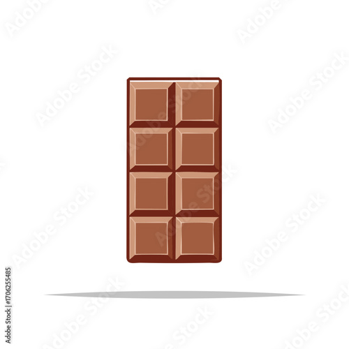 Classic milk chocolate bar with individual squares, sweet dessert illustration design