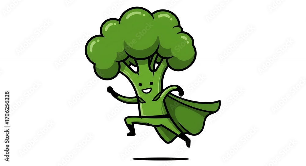 Obraz premium Cute broccoli superhero