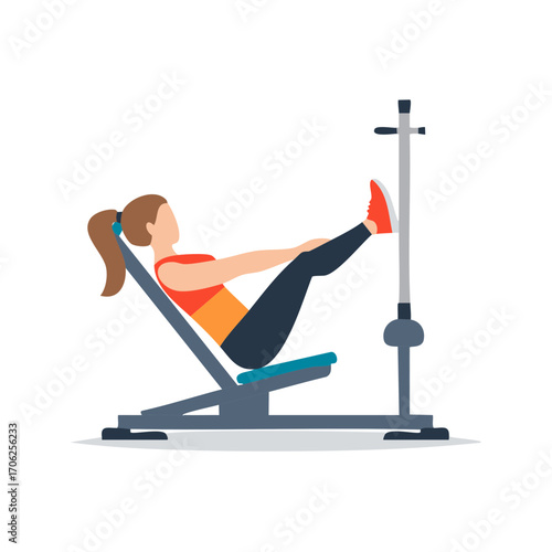 Woman doing leg press exercise at gym fitness training with strength machine