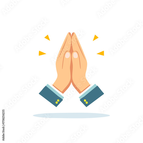 Hands Together in Prayer Gesture with Sparkles Illustration