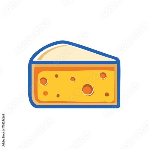 Delicious yellow cheese wedge with holes simple graphic design icon vector illustration