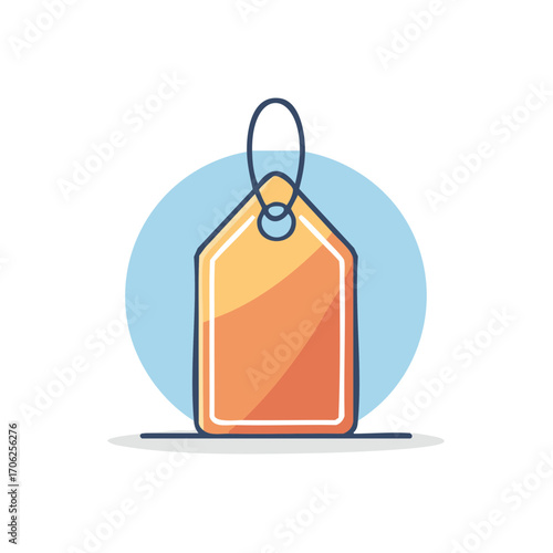 Modern blank orange price tag label with loop for shopping sales and product identification