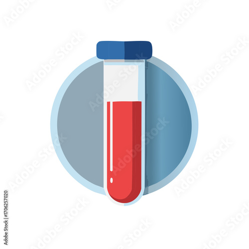 Medical illustration of blood vial in a circular shape.