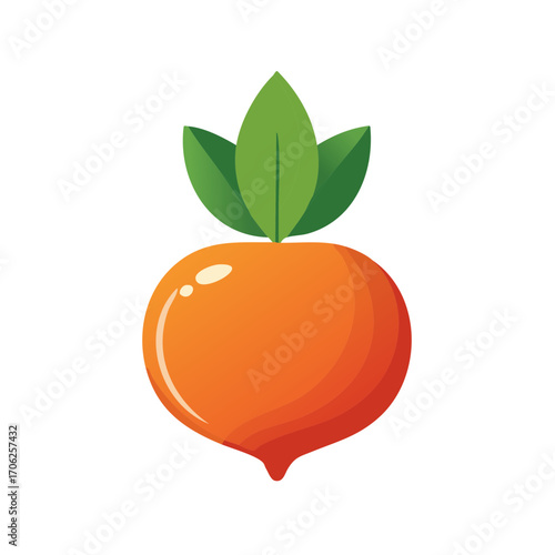 Stylized orange turnip with green leafy top for nature-inspired healthy eating concepts
