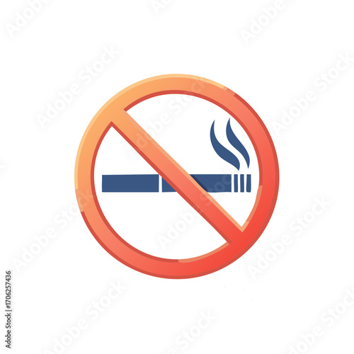 No Smoking Symbol with Cigarette and Smoke Illustration