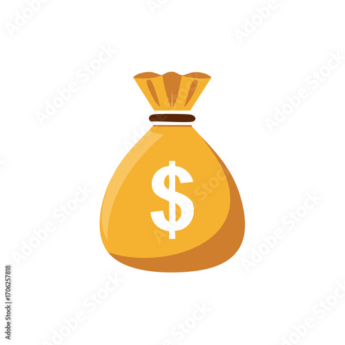 Yellow money bag with dollar sign illustration for finance and wealth concepts