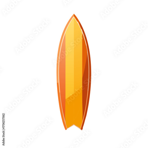 Yellow and orange striped surfboard vector illustration for summer design