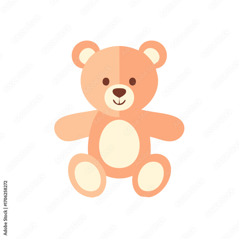 Fototapeta premium Cartoon Teddy Bear Illustration Sitting Softly, a Sweet and Cuddly Toy