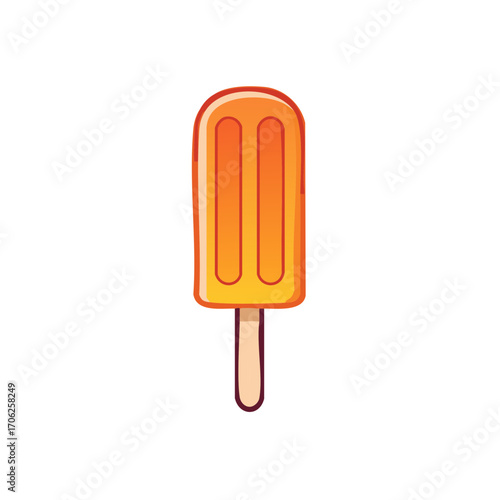 Vibrant Orange Popsicle on Stick Simple Illustration Refreshing Summer Treat