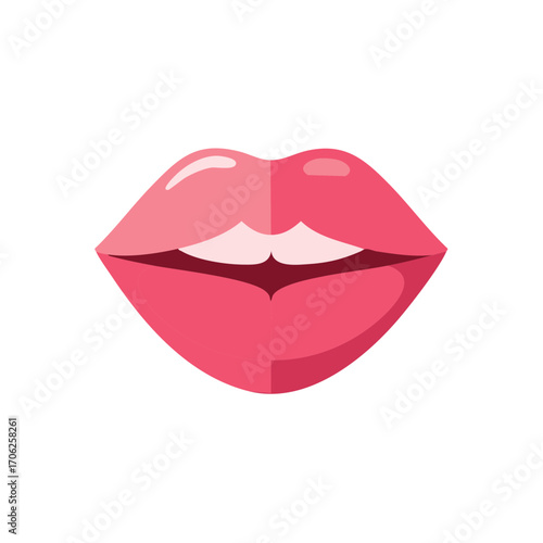 Stylish pink lips illustration with subtle open mouth detail showing teeth and a glossy modern vector design