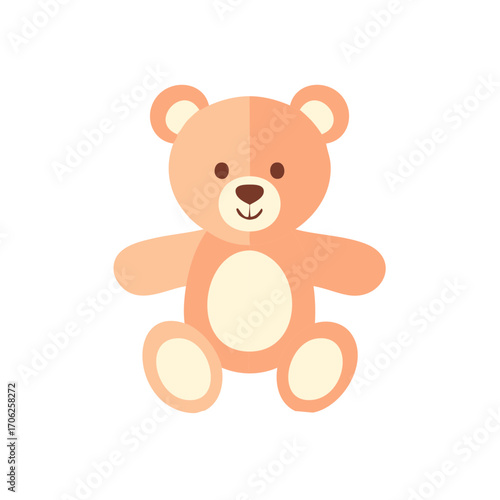 Cartoon Teddy Bear Illustration Sitting Softly, a Sweet and Cuddly Toy