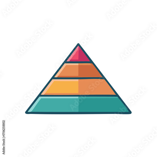 Doodle Style Pyramid Illustration: Layered Levels of Teal, Orange, Yellow, Pink