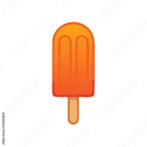 Vibrant orange popsicle on a wooden stick, a classic frozen dessert representing summer, coolness, and refreshing sweetness