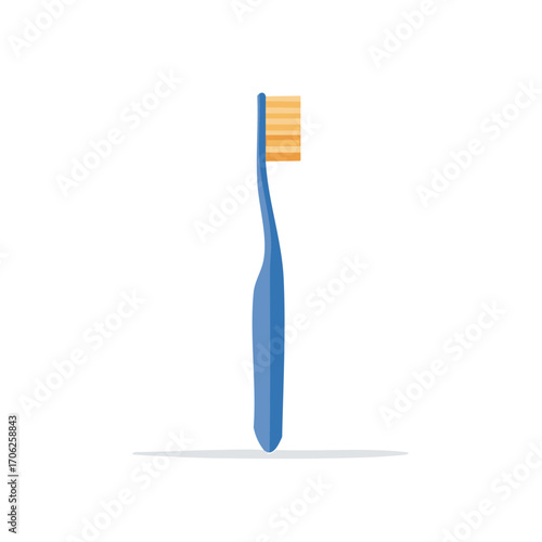 Blue toothbrush with orange bristles isolated on a white background