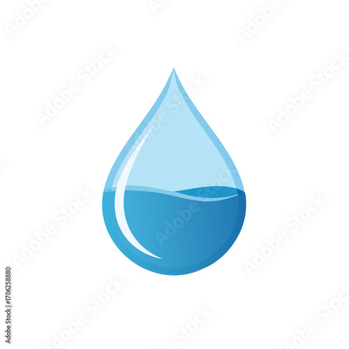 Clear Water Droplet with Blue Liquid Surface and Realistic Shine