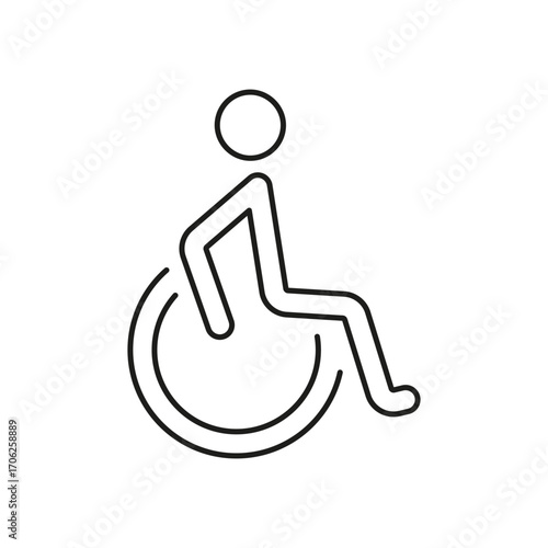 Wheelchair Accessibility Line Icon. Disability Access And Inclusivity Symbol. Universal Design For Public Spaces. Editable Stroke. Isolated Vector Illustration