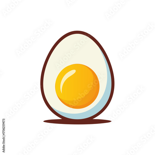 Illustration of a half boiled egg, yolk, protein, food, nutrition, breakfast concept.
