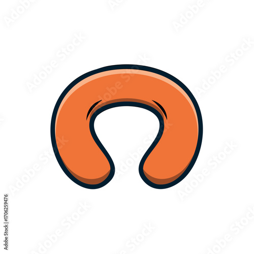 Orange Inflatable Neck Pillow Cartoon Style Vector Illustration Comfortable Relaxing Travel Accessory Vacation Comfort