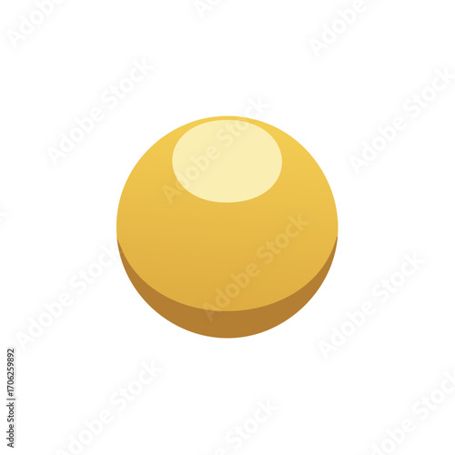 Shiny golden pearl icon or yellow bead illustration with a glossy finish and 3D shadow effect