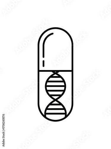 Medical capsule with dna helix illustration representing genetic medicine