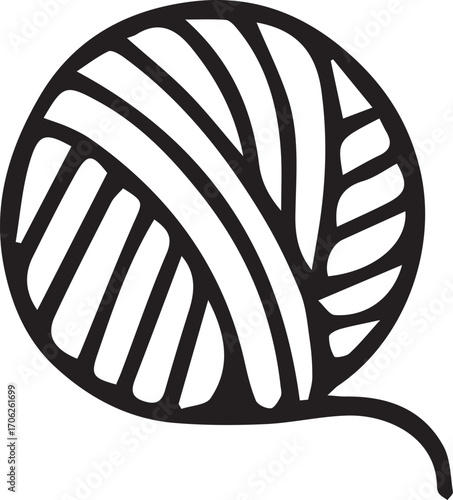 Set of vector line doodles with knitting items. Minimal black and white hand-drawn icons: yarn balls, knitting needles, craft baskets. Ideal for textile design, DIY projects, cozy handmade themes.