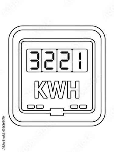 Digital kilowatt hour meter displaying energy consumption