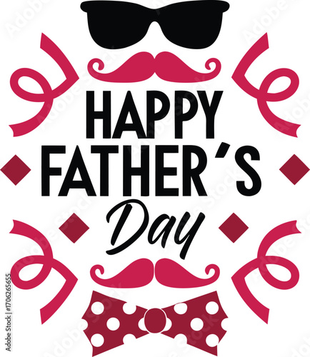 elegant script happy fathers day with bow