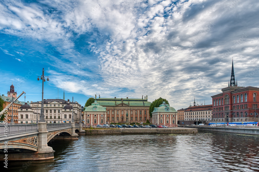Fototapeta premium Stockholm, the capital of Sweden, encompasses 14 islands and more than 50 bridges in a vast archipelago in the Baltic Sea.