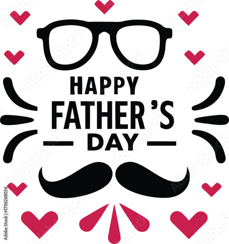 minimal rounded happy fathers day with mustache