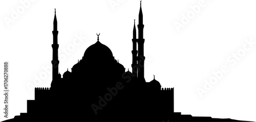 Mosque building architecture religion islamic silhouette vector illustration