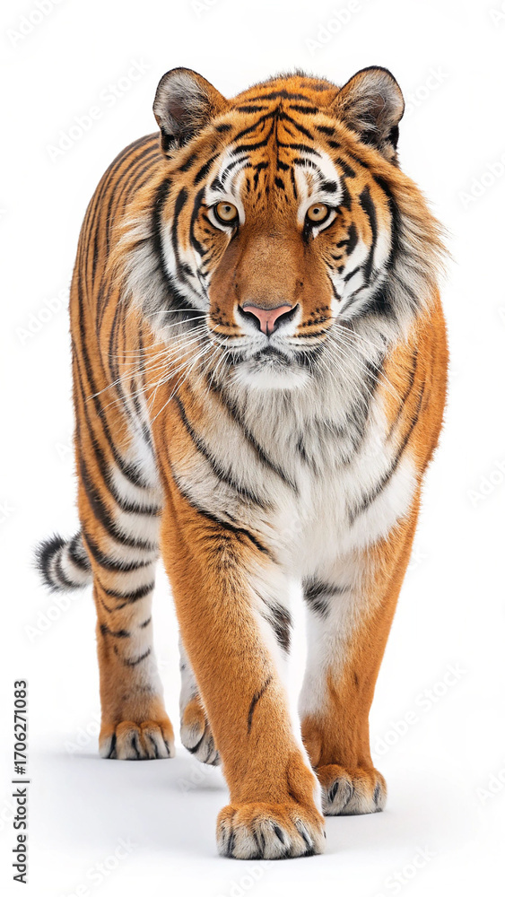 Naklejka premium Majestic tiger walking forward feline mammal