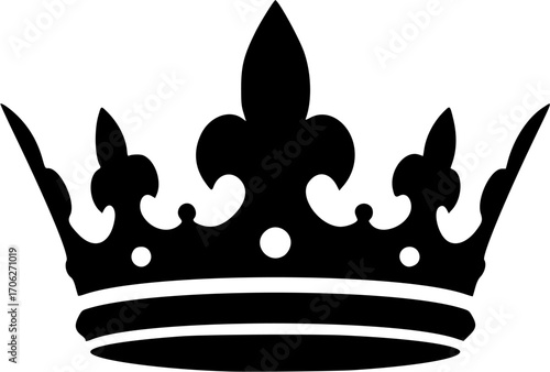 Elegant royal crown emblem symbol silhouette vector illustration