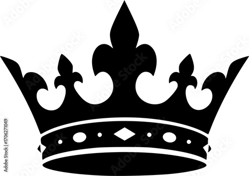 Elegant royal crown emblem symbol silhouette vector illustration