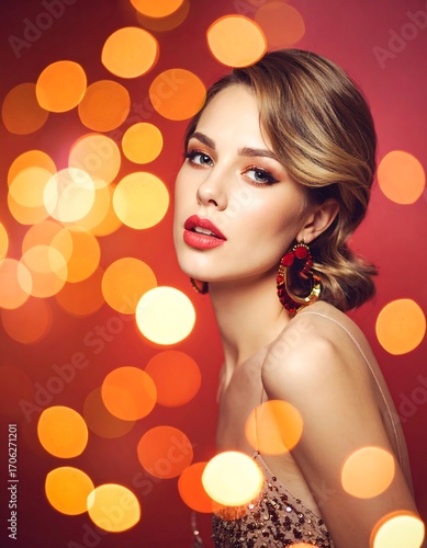 Elegant woman in festive glow