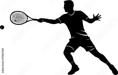 Tennis player action sport game silhouette vector illustration