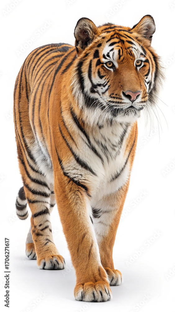 Fototapeta premium Majestic tiger walking forward feline mammal
