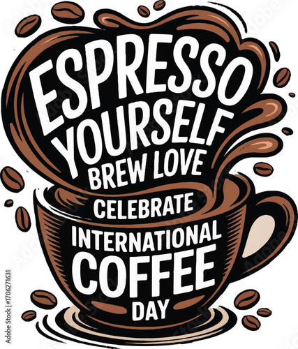 International Coffee Day 1st October banner, post design, Tshirt ,website etc