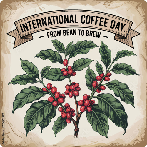International Coffee Day 1st October banner, post design, Tshirt ,website etc