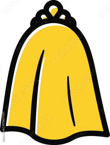 A yellow veil with a tiara on top, isolated on a transparent background