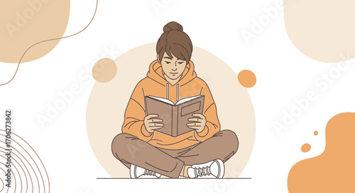 Person Absorbed In Reading A Book In A Serene And Relaxing Setting