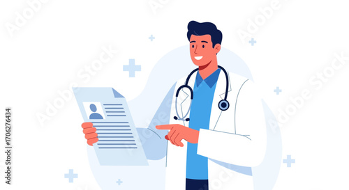 Medical Professional Reviewing Patient Records For Diagnosis and Treatment Plans Visualization