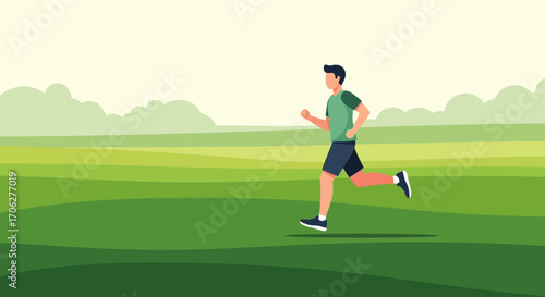 Person Running In Nature For Fitness Or Exercise On A Sunny Day Outdoors