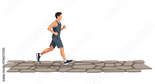 Person Running On Pathway Under Sunny Day And Reaching The Fitness Goal