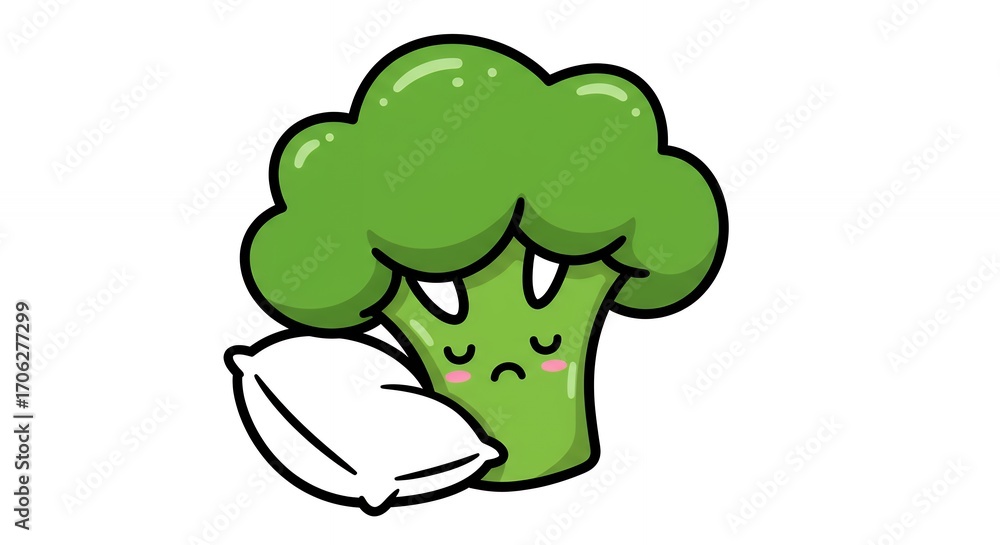 Fototapeta premium Cute broccoli sleeping