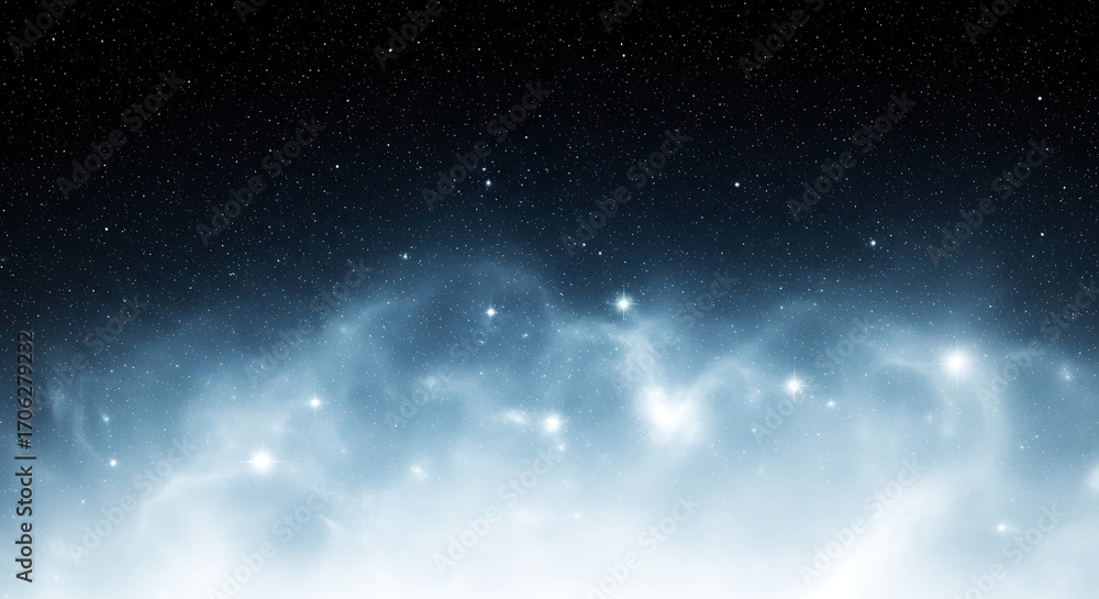 Fototapeta premium Abstract blue nebula with stars in deep space, cosmic background