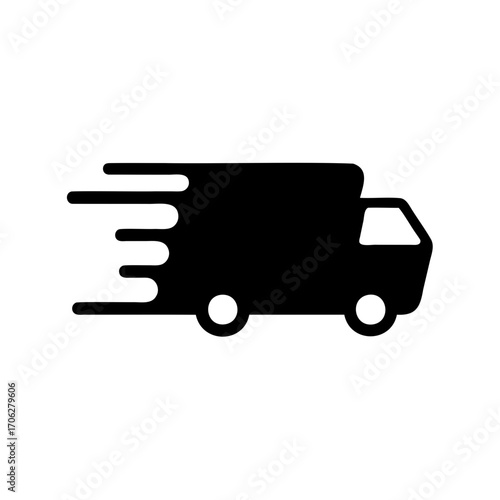 Fast delivery truck icon concept for express service transportation symbol