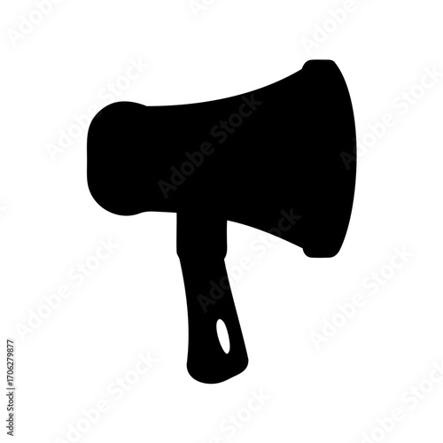 Silhouette of a classic axe with wooden handle ready for chopping action